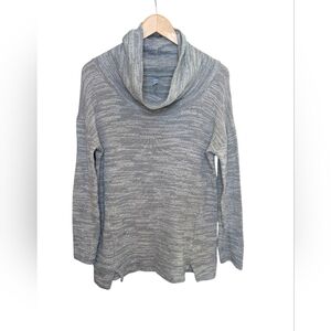 Aerie Tunic Medium Marled Gray Long Sleeve Knit Pullover Cowl Neck Athleisure